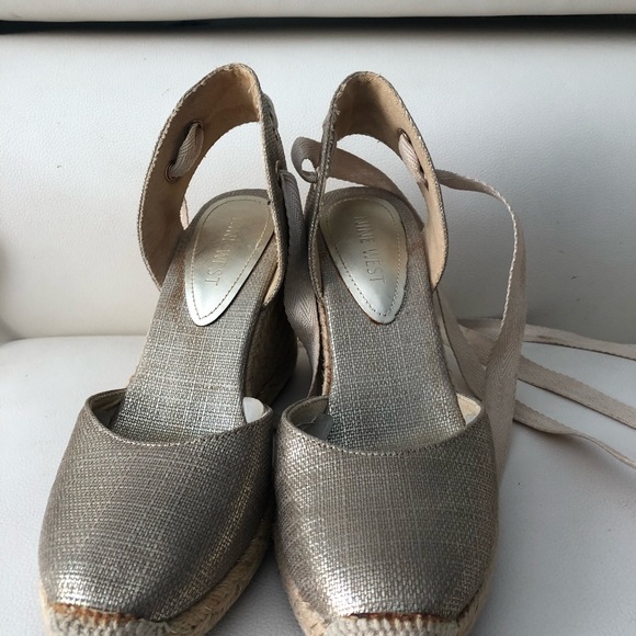 Nine West Metallic Espadrille Wedges - Picture 2 of 5